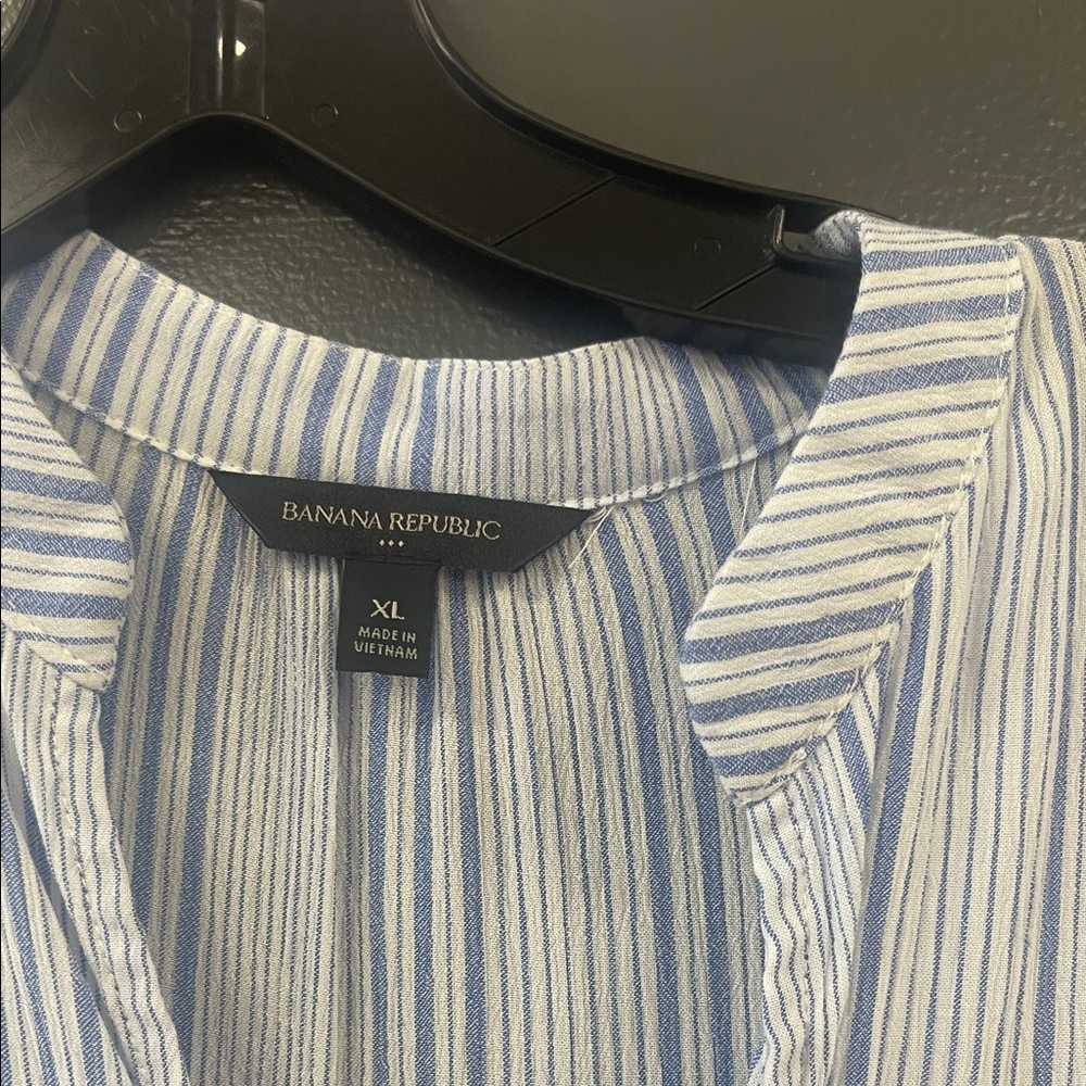 Banana Republic Light Blue and White Striped Shirt